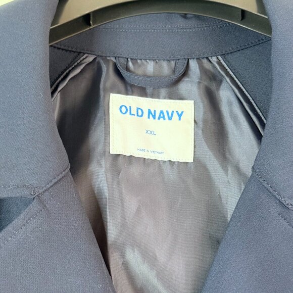 Old Navy Soft Volume Double Breasted Classic Trench Overcoat Womens XXL Blue NEW - Picture 2 of 5